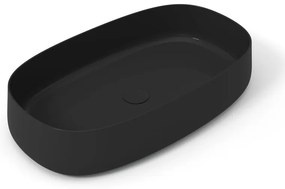 Lavabo da appoggio Wave OLYMPIA CERAMICA ovale in ceramica L 70 x H 14 x P 40 cm nero lucido piletta non inclusa