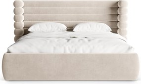 Letto matrimoniale imbottito beige con contenitore con rete inclusa 200x200 cm Mount – Micadoni