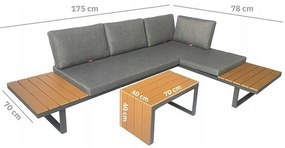 Set da giardino configurabile con cuscini grigi