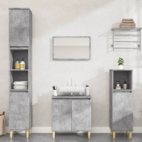 Set Mobili Da Bagno 3 Pz Grigio Cemento İn Legno Multistrato /