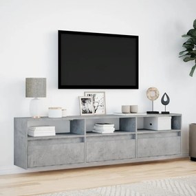 Mobile tv a parete con led grigio cemento 180x31x45 cm