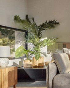Kave Home - Pianta artificiale Alocasia Odora con vaso nero 57 cm