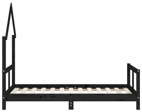 Giroletto per bambini nero 80x160 cm in legno massello di pino
