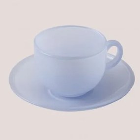 Confezione Da 4 Tazzine Caffè 15 Cl Con Piattino In Vetro Ainara Mousse Blu Lavanda - Sklum