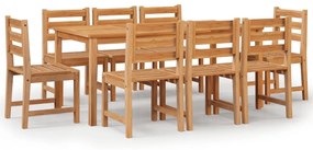 Set da Pranzo per Giardino 9 pz in Legno Massello di Teak