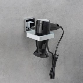 WENKO 22682100 -Supporto per asciugacapelli VACUUM-LOC QUADRO ED 13,5x14 cm argento/cromo