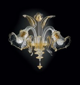 Applique 2 luci - 87A2 in vetro di Murano- cristallo/oro -  Vetrilamp