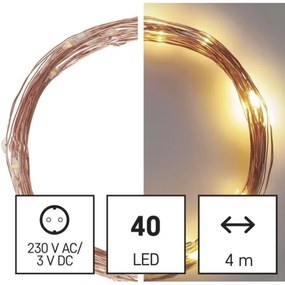 Catena LED da esterno natalizia 40xLED/9m IP44 bianco caldo