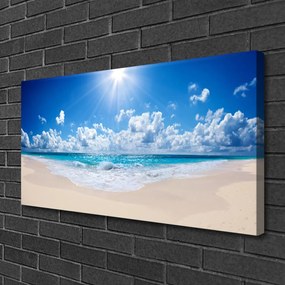 Quadro su tela Paesaggio del sole del mare della spiaggia 100x50 cm