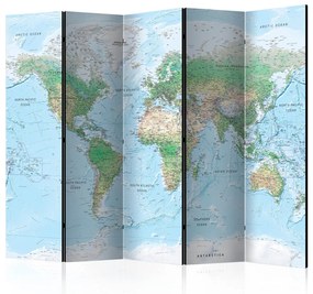 Paravento Mappa del mondo - mappa con continenti colorati e scritte in inglese