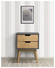 Comodino grigio-marrone in legno di pino massiccio Baku - Marckeric