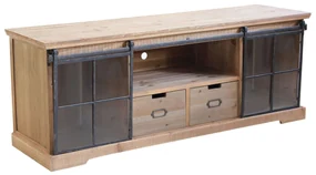 Mobile TV stile industriale in acciaio e legno marrone | Maisons du Monde
