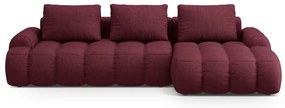 Divano angolare burgundy allungabile/con contenitore (con penisola a destra/con chaise lounge) Linz – Cosmopolitan Design