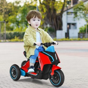 Costway Moto elettrica cavalcabile 6 V per bambini con luci e musica, Moto cavalcabile a batteria con 3 ruote Rosso