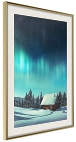 Poster  Evening in the Iceland  Cornice Quadri Cornice d'oro con passe-partout, Larghezza x Altezza Home decor 20x30