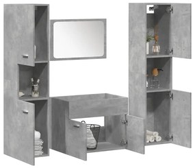 Set Mobili Da Bagno 4 Pz Grigio Cemento İn Legno Multistrato /