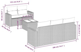 Set divano da giardino 6 pz con cuscini marrone in polyrattan