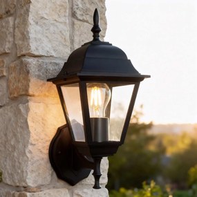 Applique Lanterna da Esterno E27 IP54 Nera - Serie ALFIERI 1A