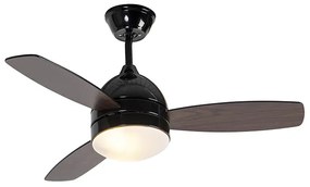 Ventilatore da soffitto nero con stampa legno 96 cm con telecomando - Rotar