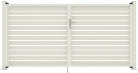 Cancello manuale battente MIAMI VERDELOOK in alluminio bianco, reversibile, L 300 x H 152 cm, serratura manuale