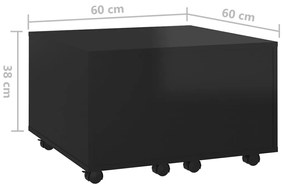 Tavolino da Salotto Nero Lucido 60x60x38 cm Legno Multistrato
