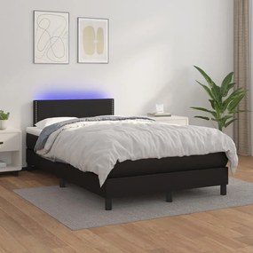Giroletto A Molle Con Materasso E Led Nero 120x200cm Similpelle /
