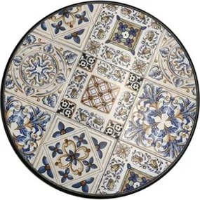 Set Bistrot Tavolo Maioliche Tondo 60 Cm Con 2 Sedie Pieghevoli Cipro