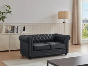 Divano 2 posti pelle di bufalo nero  - CHESTERFIELD