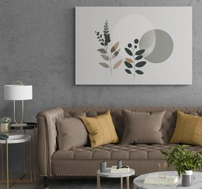 Stampa su tela – Foglie minimaliste con sfondo boho