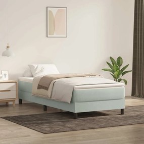 Letto A Molle Senza Materasso Grigio Chiaro 90x220 Cm Velluto /