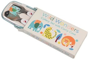 Posate per bambini color crema in acciaio inox 2 pz Wild Wonders – Rex London