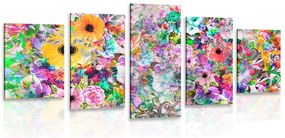 Quadri 5 pezzi – Fiori multicolori