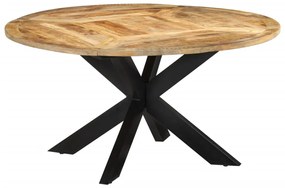 Tavolo Da Pranzo Ø150x76 Cm İn Legno Grezzo Massello Di Mango /