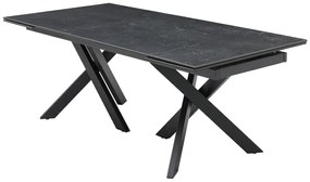 Tavolo da pranzo allungabile da 8 a 12 coperti in Vetro temperato e Ceramica Effetto marmo Nero - MARISO