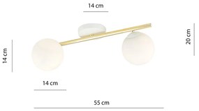 Lampada da soffitto in acciaio SPLENDI 2 Bianco e Oro 2xE14