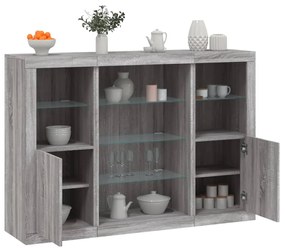 Credenze Con Luci Led 3 Pz Grigio Sonoma İn Legno Multistrato /