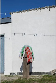 Asciugamano tipo terry arancione/beige in cotone organico 50x90 cm Retro – Mette Ditmer Denmark