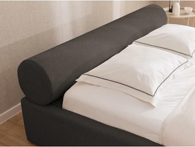 Letto matrimoniale imbottito grigio scuro con contenitore con rete inclusa 180x200 cm Cille – Ropez