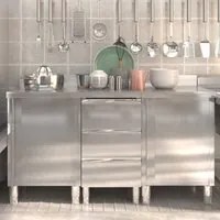 Mobiletti da Cucina Commerciale 3 pz in Acciaio Inossidabilecod mxl 69426