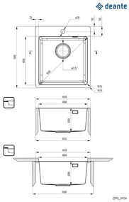 Deante ZPO_010A - Lavello della cucina OLFATO 50,5x45 cm pettinato acciaio