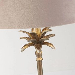 Lampada Da Scrivania Contemporanea Palma Ottone Velluto Rosa 1 Luce E27