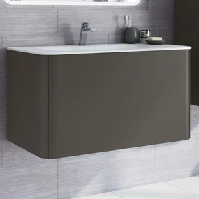 Mobile da bagno sotto lavabo Liverpool L 94 x H 50 x P 27 cm 2 cassetti 2 ante, lavabo non incluso