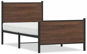 Giroletto Senza Materasso İn Metallo Rovere Marrone 90x200 Cm /