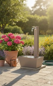 Fontana da Giardino con Rubinetto Vaschetta e Base Belfer 42/QVR Tortora...