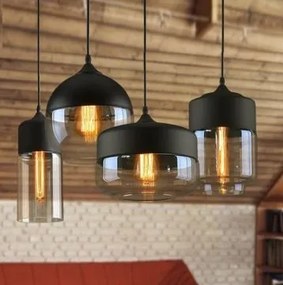 Lampada da soffitto pensile di vetro Zenit A Black