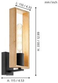 Eglo 44055 - Lampada da parete LITTLETON 1xE27/60W/230V