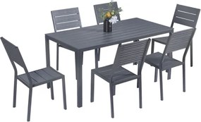 Set Tavolo E Sedie Da Giardino In Acciaio E Doghe In Resina Bodrum Antracite