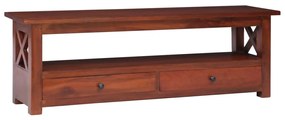 Mobile Porta Tv Marrone 115x30x40cm İn Legno Massello Di Mogano /
