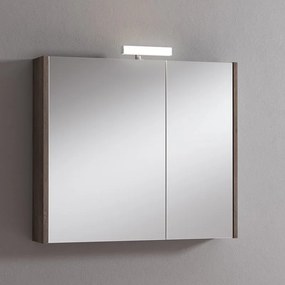 Pensile con luce Akira rovere scuro L 80 x H 70 x P 15.5 cm