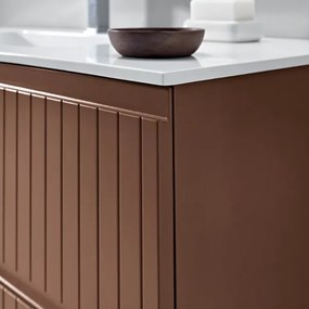 Mobile da bagno sospeso moderno con base 120 ARTICO con 2 cassetti e lavabo RUGGINE